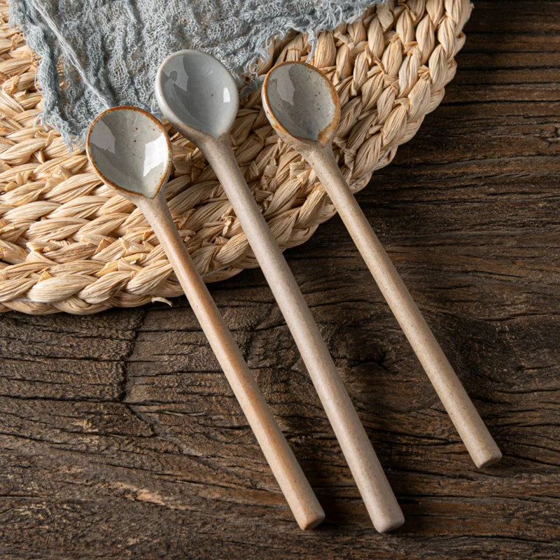 Vintage Collectible Spoons - Vintage japon seramik küçük kaşık kahve