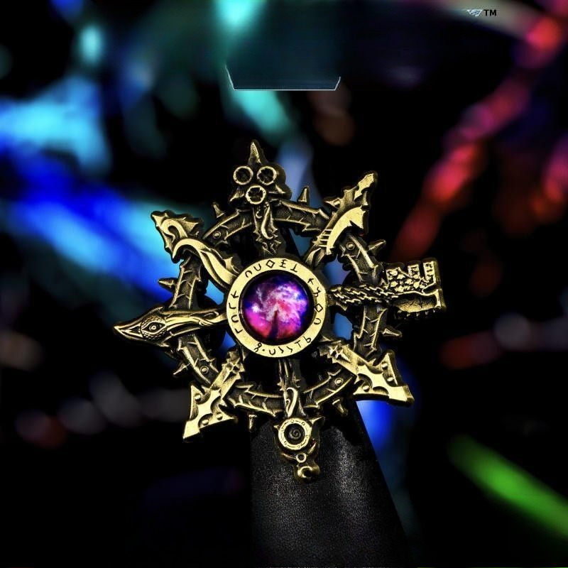 Vintage Collectible Pins - Vintage Gotik Pentagram Kakma Mor Kristal