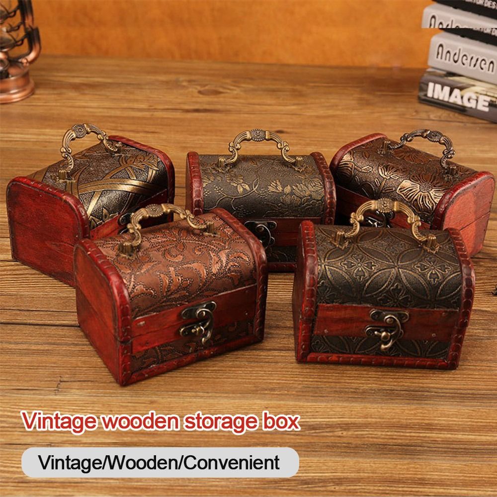 Vintage Collectible Show - Yaratıcı Mini Ahşap Mücevher Kutusu Saplı