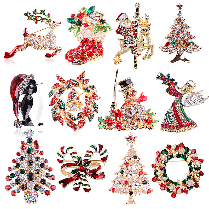 Vintage Collectible Pins - Vintage Rhinestone Noel Broş Koleksiyonu, Noel