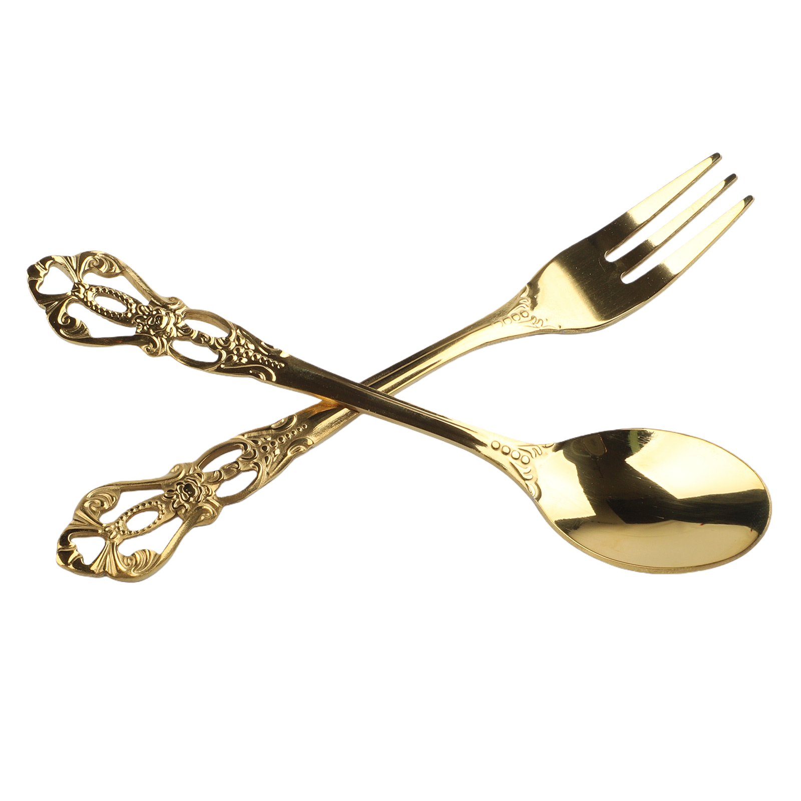 1 çift Vintage Altın Kaşık Çat - Vintage Collectible Spoons incelemesi ve fiyatı