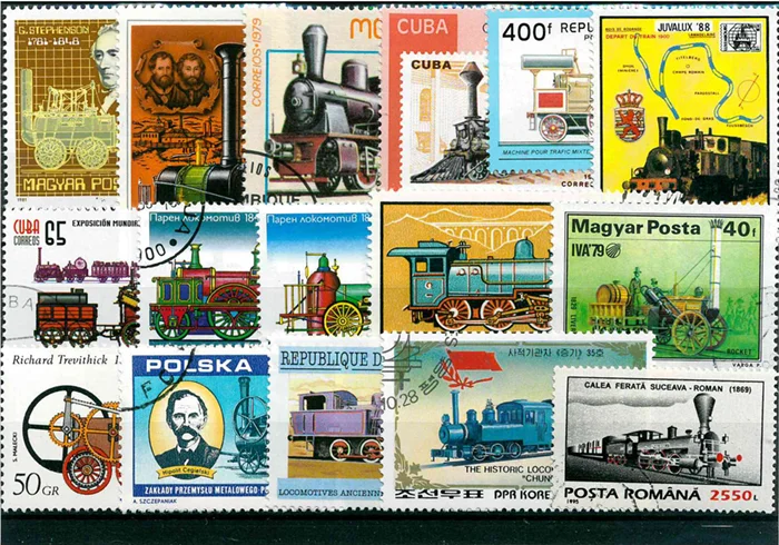 50 Adet/grup Vintage Eski Tren - Collectible Vintage Postage Stamps incelemesi ve fiyatı